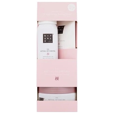 Rituals The Ritual Of Sakura 3 Renewing Bestsellers dárková sada: sprchová pěna 50 ml + telový krém 70 ml + tělový peeling 125 g