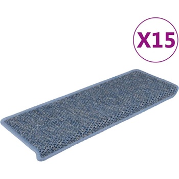 vidaXL Самозалепващи стелки за стълби вид сизал 15 бр 65x21x4 см сини
