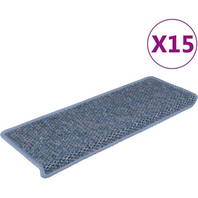 vidaXL Самозалепващи стелки за стълби вид сизал 15 бр 65x21x4 см сини