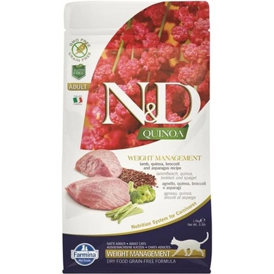 Farmina N&D Quinoa Weight Management Lamb Broccoli - с киноа за котки над една година, за контрол на теглото с агнешко, броколи и аспержи 300gr