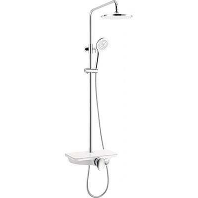 Sanotechnik ДУШ СИСТЕМА as 701 БЯЛ К-КТ СЪС СМЕСИТЕЛ И СТЪКЛЕНА ПОСТАВКА