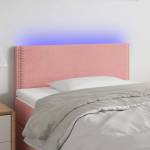 vidaXL LED горна табла за легло, розова, 100x5x78/88 см, кадифе (3121519)