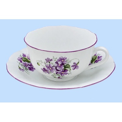 český porcelán Dubí šálka s tanierikom fialky 200 ml