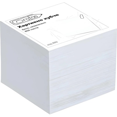 Хартиено кубче 85x85 мм 800 л. Бял, незалепено