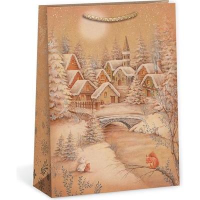 ARGUS Darčeková papierová taška (23.3 x 31.3 cm) - Zasnežené domčeky 08540066