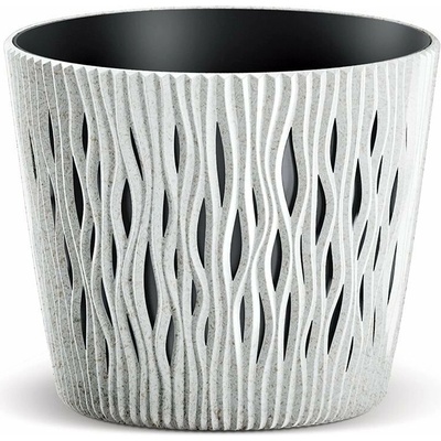 Prosperplast Kvetináč SANDY ROUND ECO WOOD 22,5cm biely
