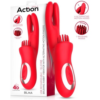 Action Bilma Brushing Rabbit Vibe with Alternating Motion Fingers Red