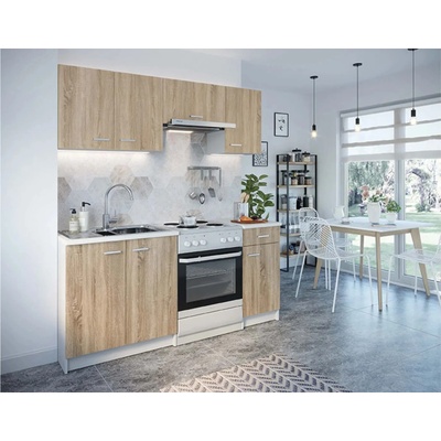 DEFTRANS Kuchyňská sestava Eco blok 180 cm bílá/dub sonoma