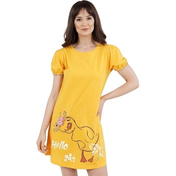 Свежа нощница в наситено-жълт цвят с пате