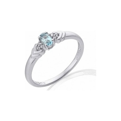 Klenoty Budín prsten s diamantem bílé zlato briliant akvamarín 3860449 0 54 86