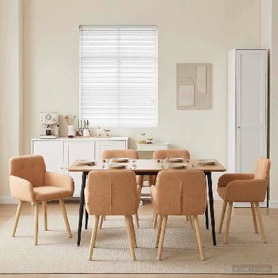 vidaXL Обедени столове 6 pcs Букле Бежово 59 x 56 x 86 см (3428282)