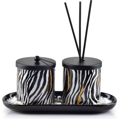 Mondex Aroma difuzér 30 ml + svíčka 9 cm RIBS II se vzorem černo bílý