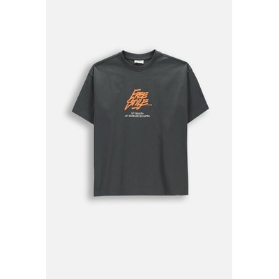 COCCODRILLO Bavlněné tričko s krátkým rukávem grafitový s potiskem ve streetwear motivu