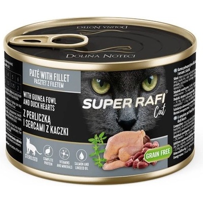 RAFI Super Rafi Cat Sterilised P&F Guinea fowl and Duck hearts 185 г