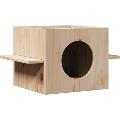 vidaXL Къща за котки 51x35x30 cm масивна дървесина бор (859304)