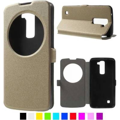 LG K7 Window Wallet Кожен Калъф и Протектор