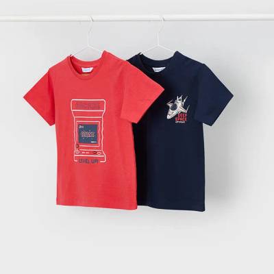 MAYORAL Комплект 2 тениски доматен и тъмносин цвят за мини момче Mayoral