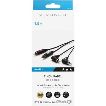 Image 1 of Vivanco Кабел Vivanco - 2x RCA/2x RCA, 1.5 m, черен (46126)