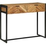 vidaXL Конзолна маса Кафяво 90 x 35 x 75 см Солидно акациево дърво (374106)