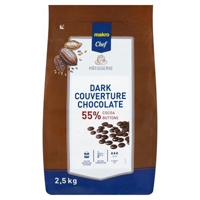 Makro Chef Horká čokoláda s bodkami 2,5 kg