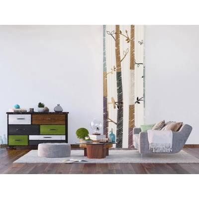 AG design FTNVL-3701 vliesová fototapeta Drawn Trees rozměry 90 x 270 cm