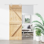 vidaXL Преплъзваща се врата Естествено и бяло 80 x 210 cm (3445081)