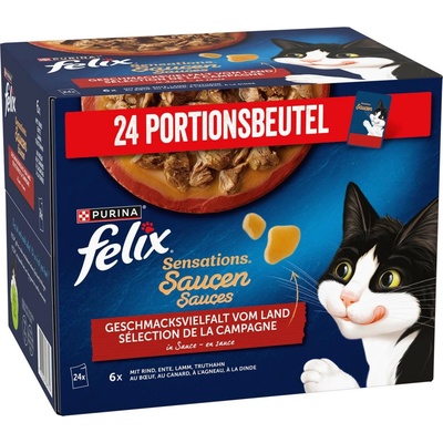 Felix Sensations krůtí, hovězí, jehněčí, kachní 24 x 85 g 24 x 85 g