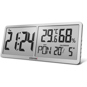 Eldonex ECL-1110-SL - Дигитален стенен часовник TimeCheck 4xAA, сребрист (TD0153)