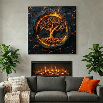Obraz na plátně - Strom života Lava Grande FeelHappy.cz Vyberte rozměr obrazu (šířka x výška): 100 x 100 cm