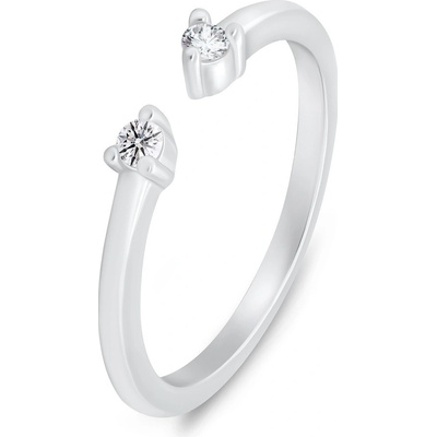 Brilio Silver Strieborný otvorený prsteň s čírymi zirkónmi RI123W