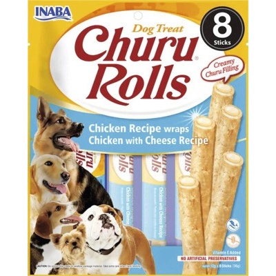 Churu Dog Maškrty pre psov Rolls kura syr 96 g