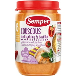 Semper Ястие Semper - Пиле с кус-кус и босилек, 190 g (9550) - baby