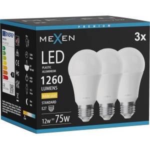 Mexen Nova 3x LED крушка E27, A60, 12W, Топла - 3000K, 1260 lm - L100-E27-1230-01x03 (L100-E27-1230-01x03)