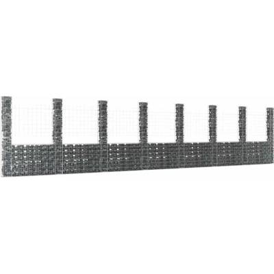 vidaXL Gabionový koš ve tvaru U s 8 sloupky železo 860 x 20 x 200 cm