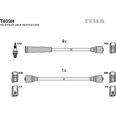 TESLA Sada kabelů pro zapalování T409H | Zboží Auto