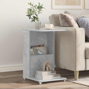 vidaXL Странична маса с колело Циментено сиво 40 x 35 x 60 см (8000375)