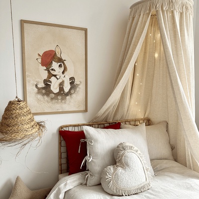 Cotton and Sweets Vankúš srdca Boho prírodný 44cm