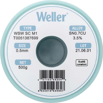 Weller WSW SC M1 bezolovnatý pájecí cín cívka Sn0,7Cu 500 g 0.5 mm