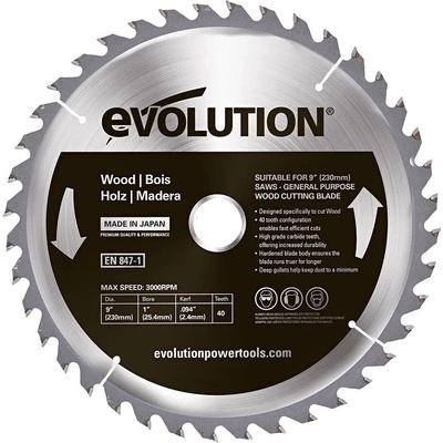 Evolution Widiowa TCT Saw pro řezání dřeva 230 mm 40Z EVO-230-40-D
