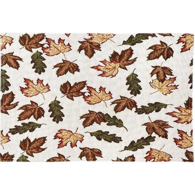 SCANquilt MOTIV podzimní listy hnědozelená běhoun delší strana 100-170 cm
