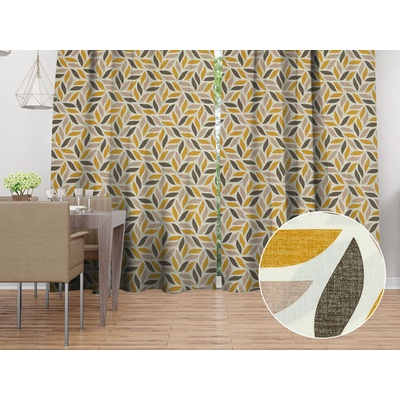 Biante Bavlnený záves Sandra SA-423 Zlato-hnedé listy na krémovom 140x220 cm
