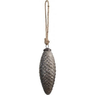 Clayre & Eef Tmavě stříbrná vánoční ozdoba šiška - 6*16 cm