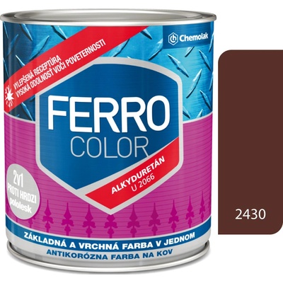 Ferro Color U2066 2430 hnedá pololesk základná a vrchná farba na kov 0,75l