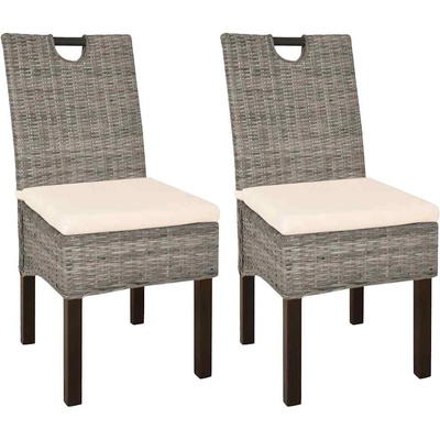 vidaXL Трапезни столове, 2 броя, кубу ратан, мангова дървесина (243639)