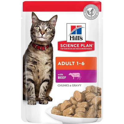 Hill's Котешки пауч Hill's Science Plan Feline Adult, с телешко месо в сос грейви, 85 г