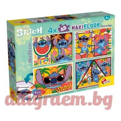 Lisciani Пъзел LISCIANI 109746 - 4 x 48 части - Лило и Стич, Lilo & Stitch, двулицеви пъзели (LI109746)