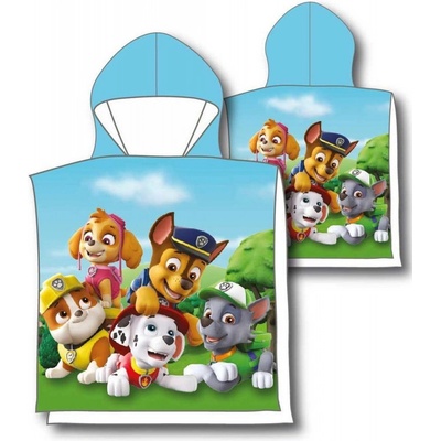 Jerry Fabrics DETSKÝ BAVLNENÝ PONČO UTERÁK S KAPUCŇOU PAW PATROL 50x115 CM VZOROVANÝ