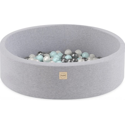 Plush Nest suchý bazén kulatý bavlna světle šedý 90 x 30 cm + 200 míčků – Zboží Dáma