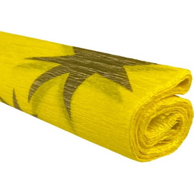Krepový papír - Zlaté hvězdy na žlutém 0,5x2m C05D62 28 g/m2 – Hledejceny.cz