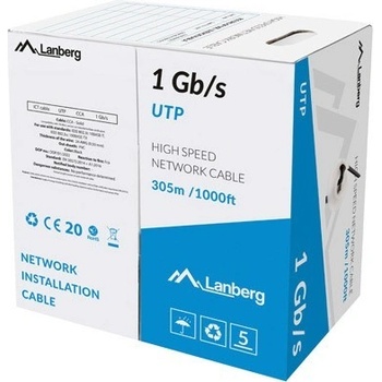 LANBERG KABEL LAN UTP 1GB/S 305M DRÁT CCA ČERNÝ